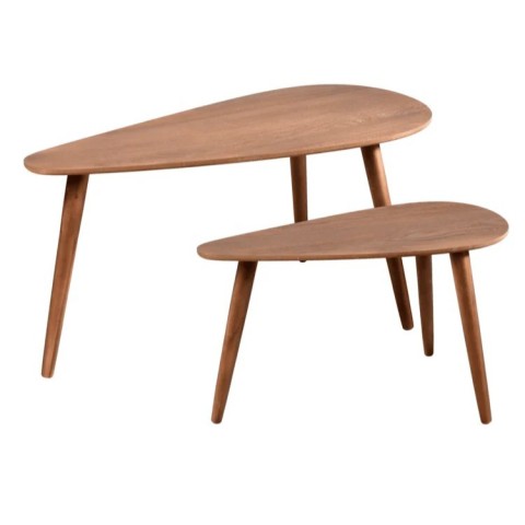 SET 2 TAVOLINI LEGNO MARRONE